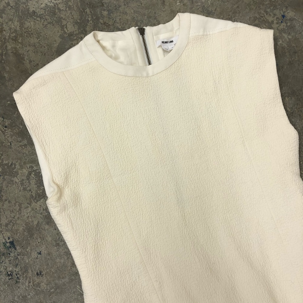 Helmut Lang Sheath Dress White Cream Textured Mini - Picture 3 of 8